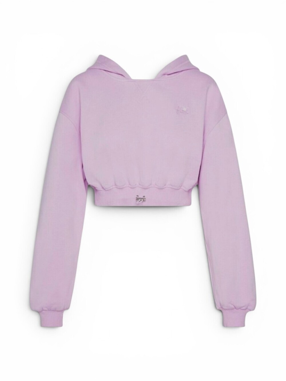 For Love And Lemons Josie Cropped Cotton Hooded Sweatshirt In Purple Sz Large